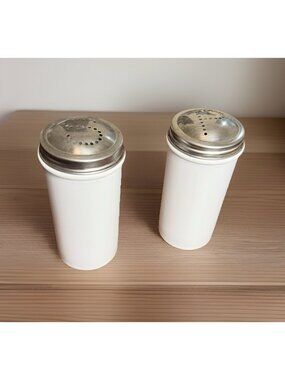 Vintage MCM Salt & Pepper Shakers w/ Metal S&P Lids XL Capacity Retro Farmhouse
